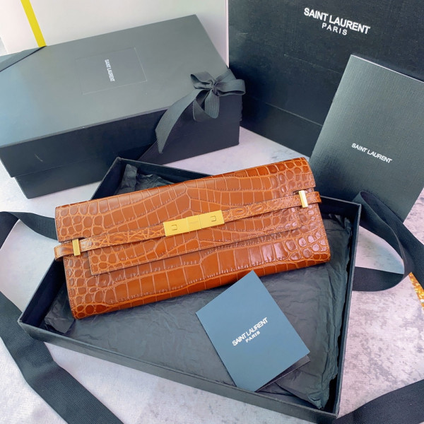 Y*L manhattan clutch in crocodile-embossed leather