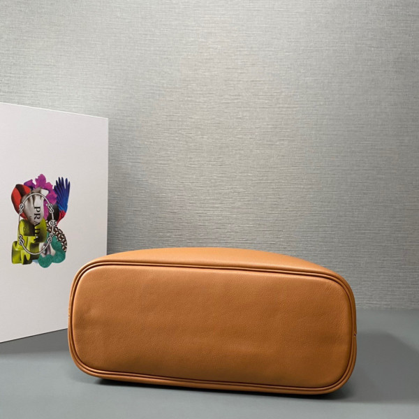 Pra*a buckle leather handbag with double belt-35*25*14cm