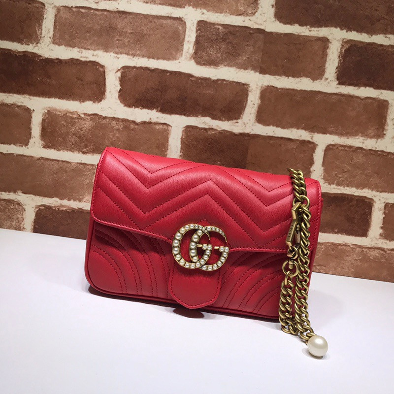 G*u*i gg marmont pearl chain belt bag