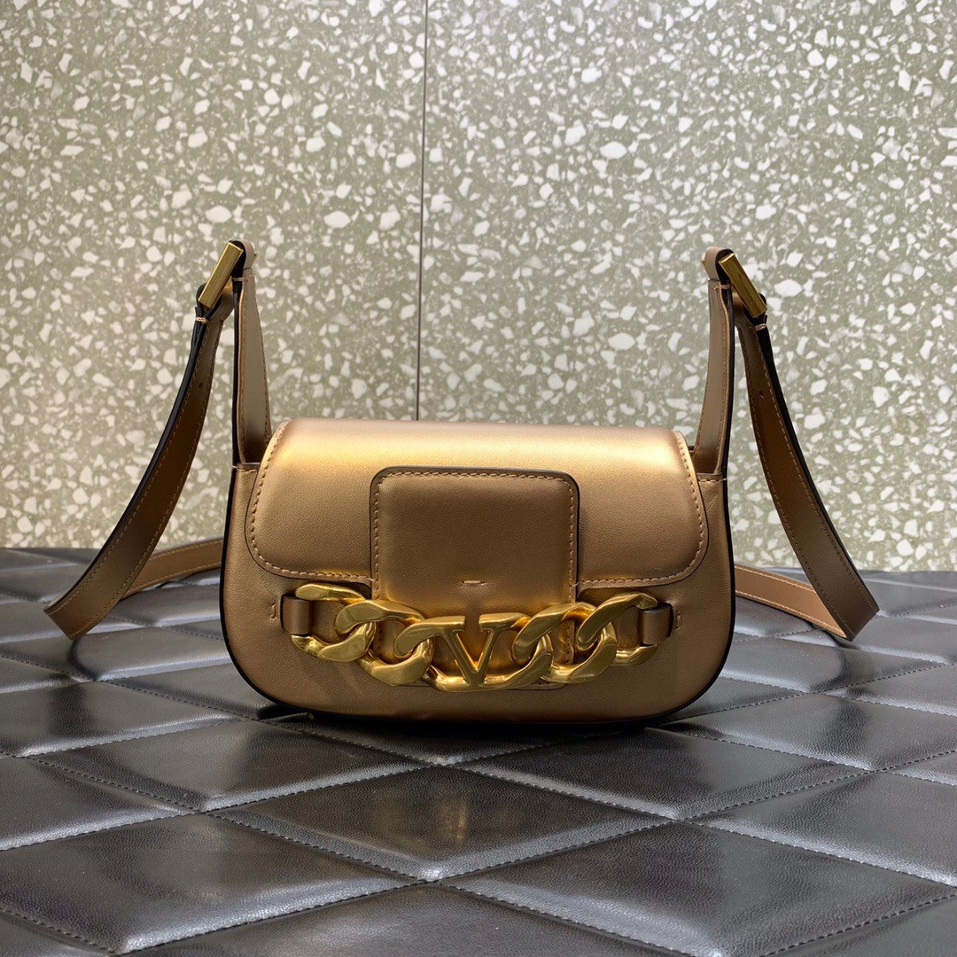 VALENTINO VLOGO CHAIN SMALL CALFSKIN SHOULDER BAG